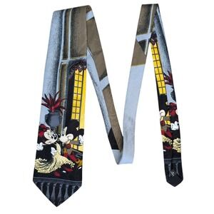 90s Vintage Disney Minnie Mickey Dance Black Graphic Neck Tie